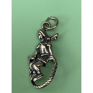 Girl Jump Roping Sterling Silver Jewelry Charm #play